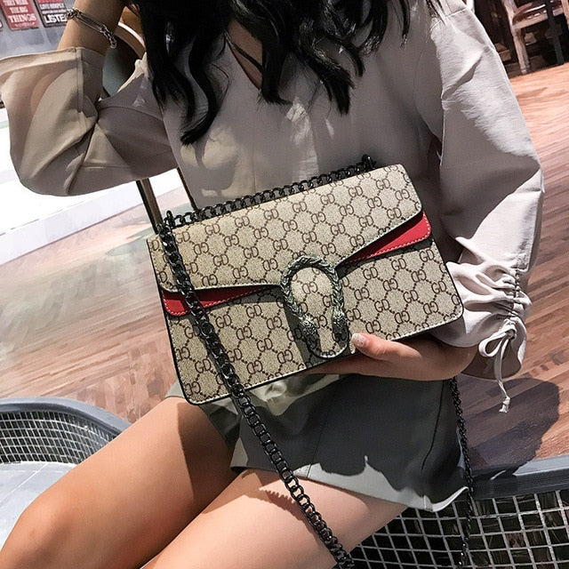 Gucci Dionysus Chain Wallet Mini GG Supreme Red Fabric Effect in